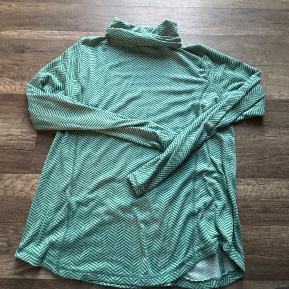 St Johns Bay Active Womens Green Chevron Herringbone Funnel Neck Tunic Top XL